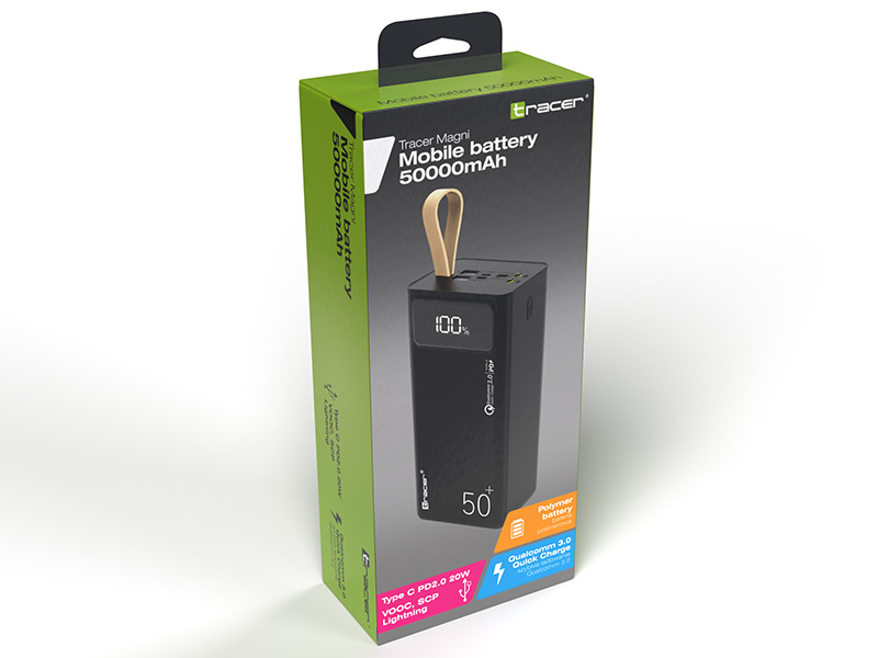 TRACER Magni 50000MAH QC3.0 PD20W SPC VOOC Powerbank black - Зображення 2